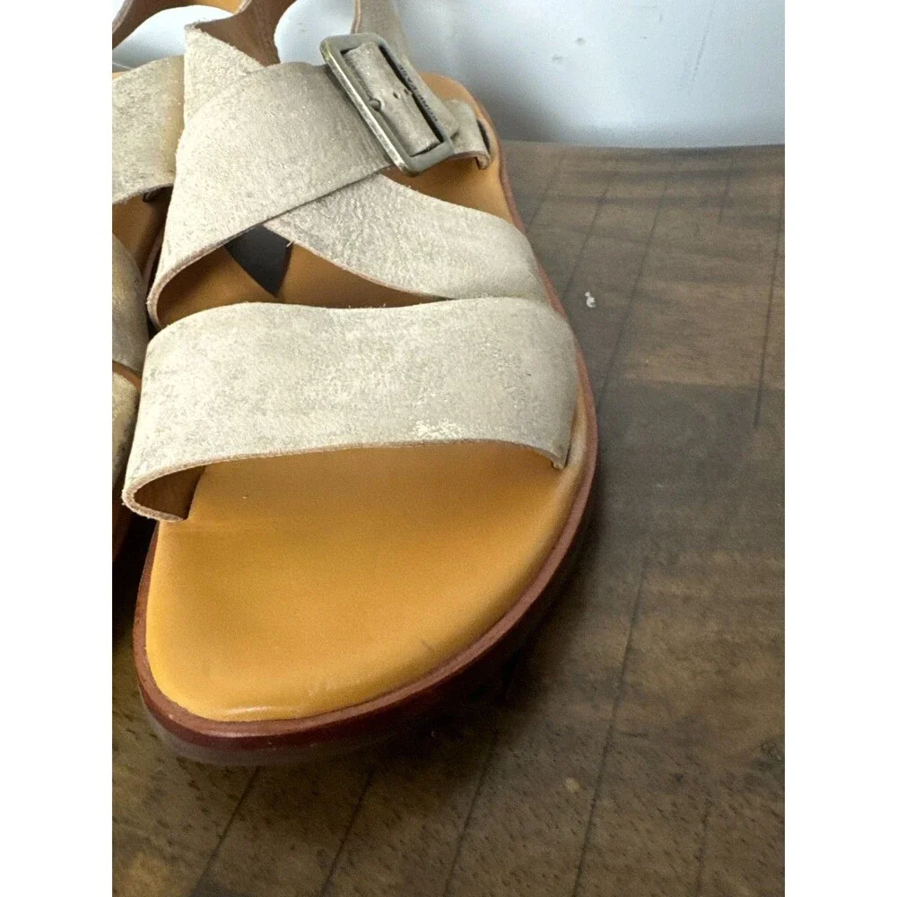 KORK-EASE Dara Leather Ankle Strap Sandals Women’s 10M Metallic Gold Comfort